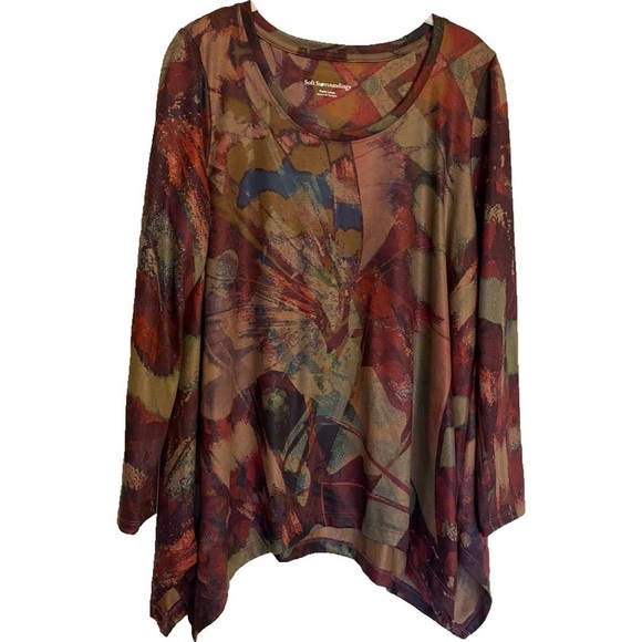 Soft Surroundings Julia Top Butterfly Multi Print Tunic Size Petite Large - Picture 1 of 14